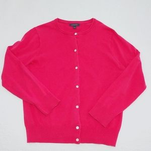 Lands End; M/P, Magenta, Button Up Crew Cardigan